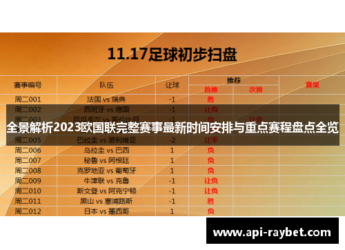 全景解析2023欧国联完整赛事最新时间安排与重点赛程盘点全览 全景解析2023欧国联完整赛事最新时间安排与重点赛程盘点全览