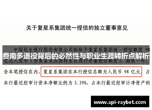 费南多退役背后的必然性与职业生涯转折点解析 费南多退役背后的必然性与职业生涯转折点解析